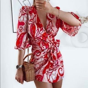 NWT ZARA PRINTED MINI DRESS XS